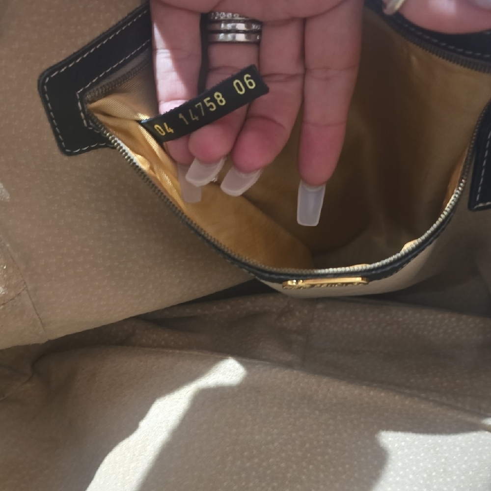 Fendi Black Leather Ventage Handbag with Gold Accents Authentic - Picture 12 of 16